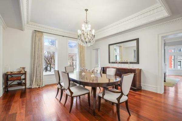 A formal dining room inside the Boston mansion
