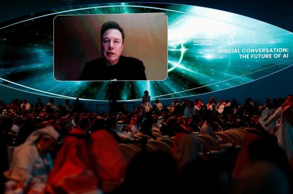 Elon Musk speaking Tuesday at the conference.
