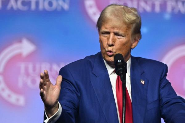 Trump speaking during a campaign rally in Las Vegas on Oct. 24, 2024.