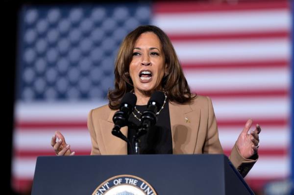 Kamala Harris speaks at a campaign rally in Georgia on Oct. 24, 2024.