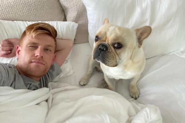 Michael Co<em></em>ntillo is suing Alaska Airlines after his French Bulldog, Ash, died when they were dumped from first class on Feb. 1. 