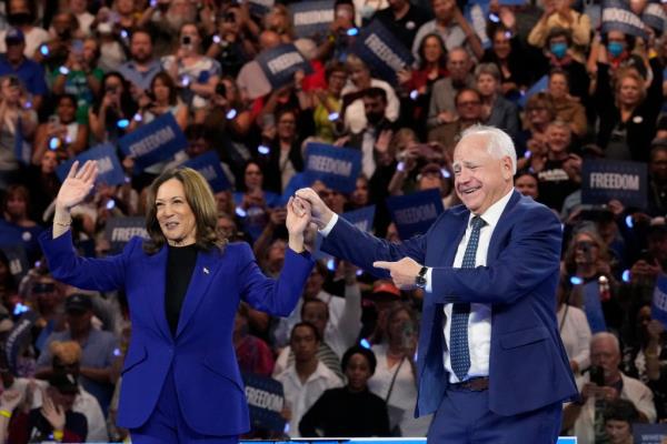 President Joe Biden, right, and Republican presidential candidate former President Do<em></em>nald Trump, participate in a presidential debate hosted by CNN, June 27, 2024, in Atlanta.