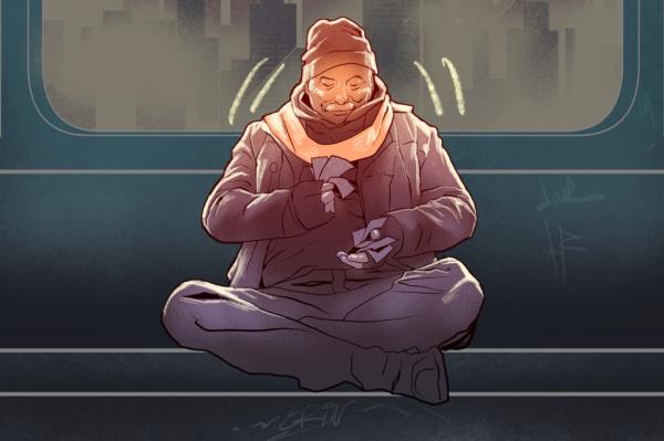 homeless man illustration 