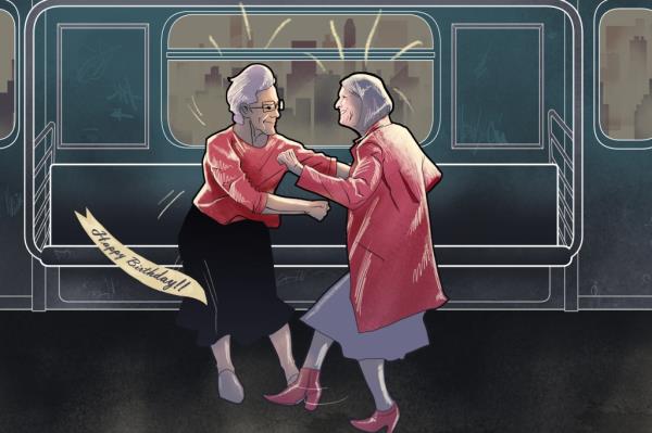 grannies dancing illustration