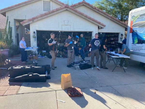 Law enforcement recovered more than 120 guns and over 250,000 rounds of ammunition from the home.