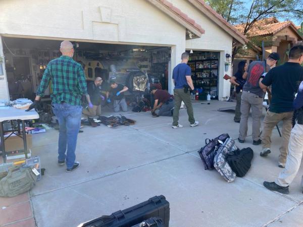 Police raid the home of suspect Jeffrey Michael Kelly on Oct 23, 2024.