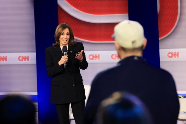 Vice President Kamala Harris' answers questions during a CNN town hall in Pennsylvania on Oct. 23, 2024.