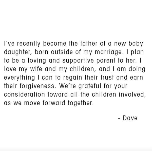 Dave Grohl's Instagram statement.