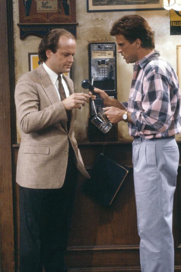 Kelsey Grammer as Dr. Frasier Crane, Ted Danson as Sam Malone.