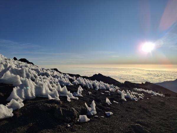Ice at the summit of Mt Kilimanjaro.