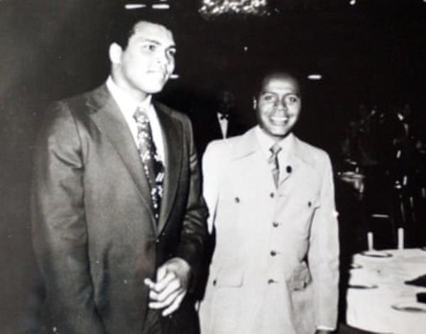 Paul Stephenson with Muhammad Ali in 1975. Together, they set up the Muhammad Ali Sports Development Association.