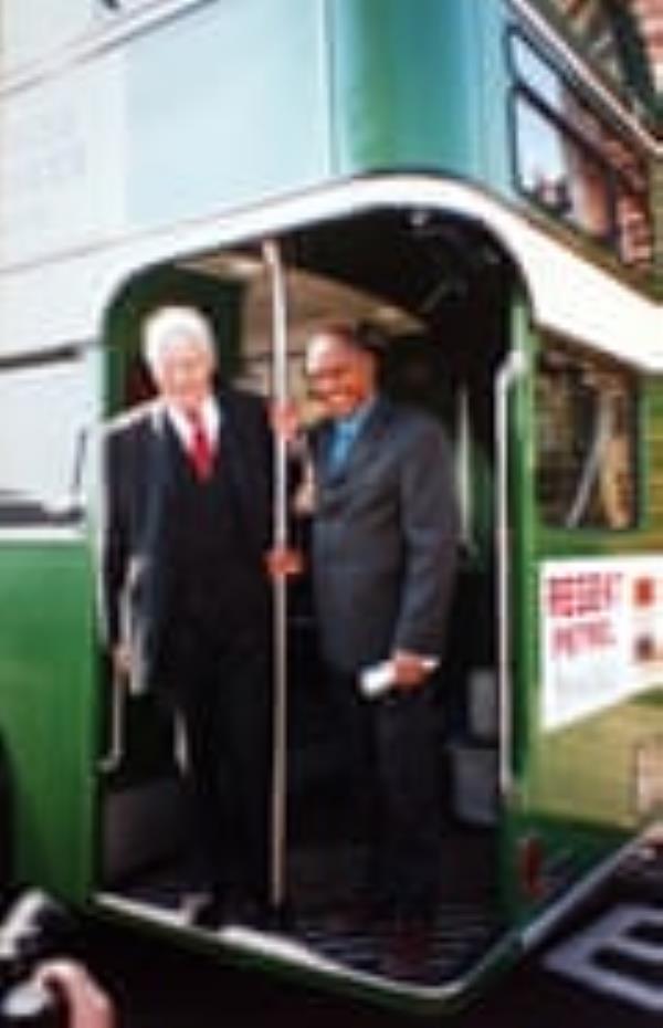 Paul Stephenson with Tony Benn in Bristol in 2003.