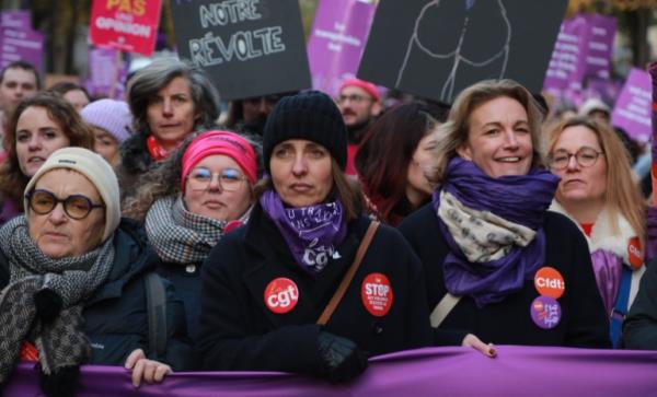 Demo<em></em>nstrators march against violence against women two days ahead of the Internatio<em></em>nal Day for the Elimination of Violence Against Women in Paris, France on November 23, 2024.  [Mustafa Yaln / Anadolu Agency]