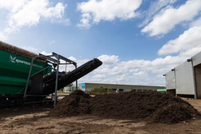 A pile of compost ready for processing at the Cleanaway waste management centre in Eastern Creek
