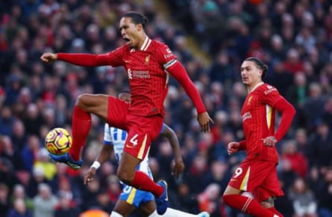 Virgil van Dijk in action against Brighton