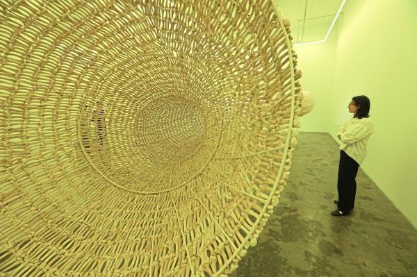 A close-up view of the 'Relic 1' installation, which dominates the main gallery space at A+ Works of Art. Photo: The Star/Yap Chee Hong