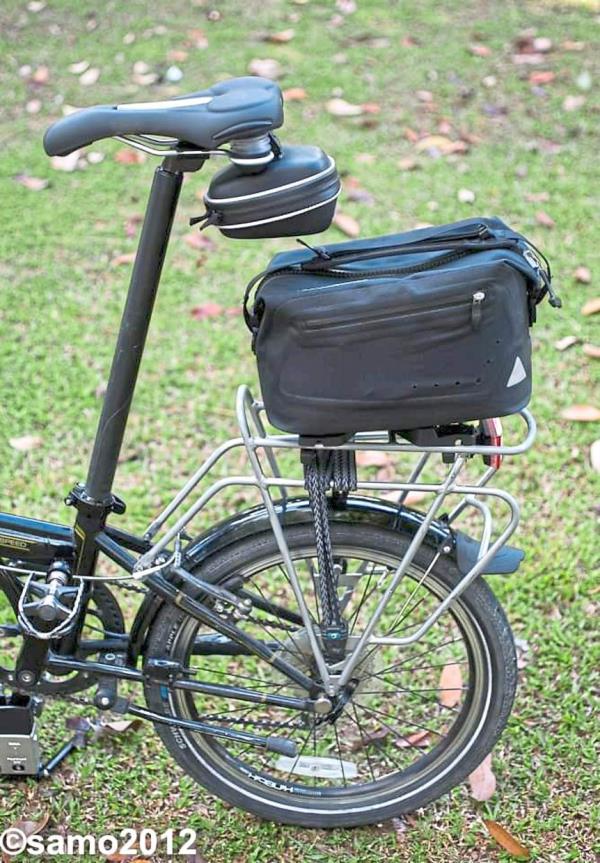 Trunkbags, mounted on the rear of a bike with a luggage rack, can carry a significantly larger volume of gear.
