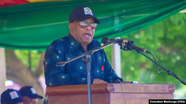 Dr. Douglas Mombeshora, Zimbabwe’s health minister, speaks in Rusape, Dec. 1, 2024.