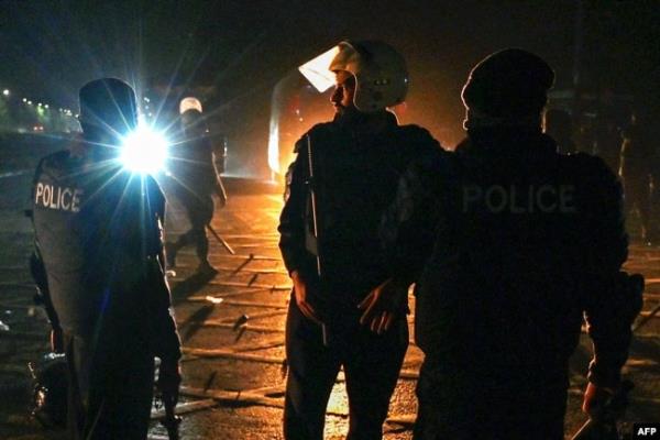 Police stand guard after security forces co<em></em>nducted an overnight operation against the supporters of jailed former Prime Minister Imran Khan's Pakistan Tehreek-e-Insaf party during a protest in Islamabad on Nov. 27, 2024.