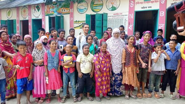 Rikta Akhter Banu with the children of her school. Photo: Courtesy