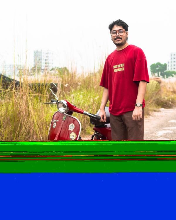 Farishta Jayas with his Ruby, the 1961 Vespa VBB. PHOTO: Akif Hamid