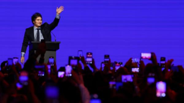 Argentina's President Javier Milei gestures during the CPAC (Co<em></em>nservative Political Action Conference) in Buenos Aires, Argentina December 4, 2024. Photo: REUTERS/Agustin Marcarian