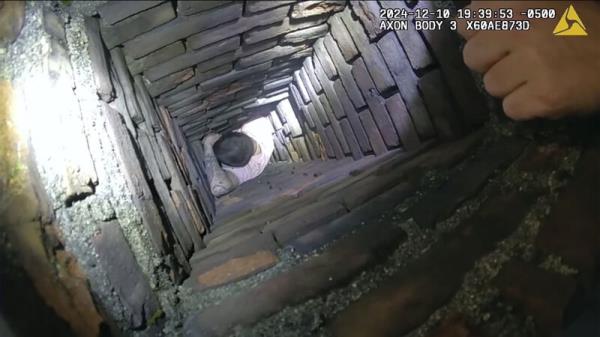 Man seeking to escape police gets stuck in chimney
