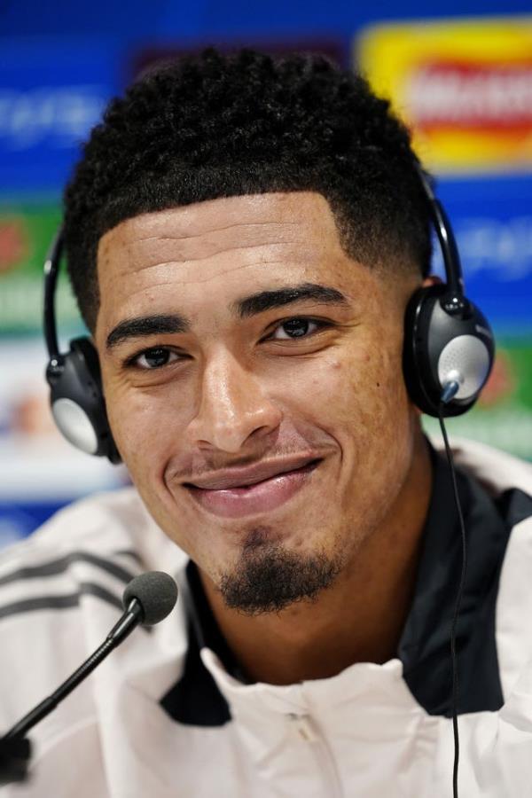 Real Madrid’s Jude Bellingham during a press co<em></em>nference at Anfield