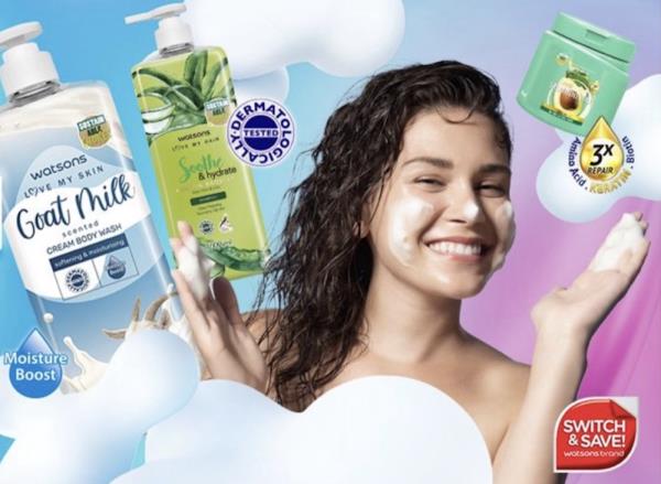 是时候用各种屈臣氏品牌洗浴用品来吸引眼球了
