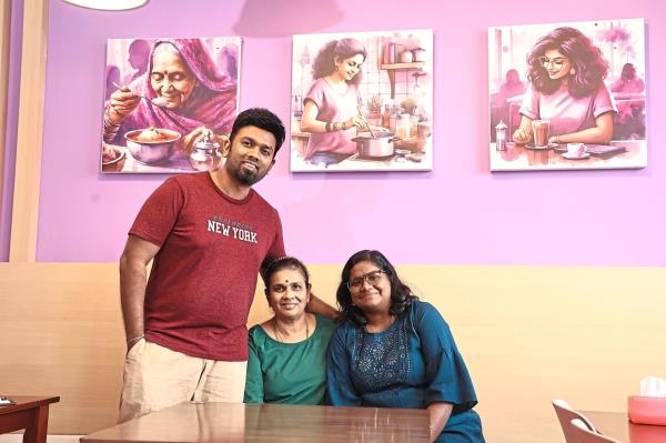 Kavi started the restaurant in homage to his grandmother’s cherished recipes. Pictured with him is his mother Vijayalakshmi (centre) and his wife Navaamsini Boopalan. — Photos: AZMAN GHANI/The Star