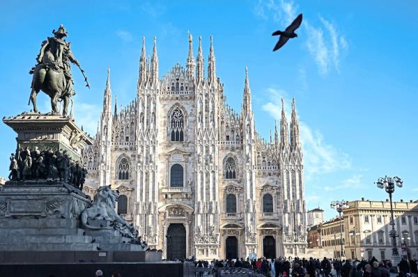 A general view shows the Duomo cathedral in Milan.