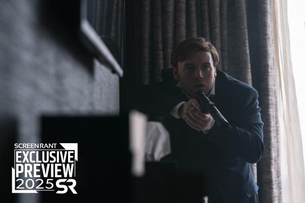 Cooper Hoffman with his gun aimed in Old Guy 2025 Movie Preview Exclusive Still Image
