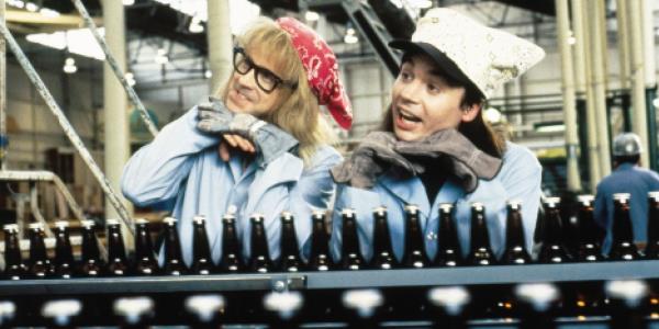 Mike Meyers as Wayne and Dana Carvey as Garth in Wayne's World