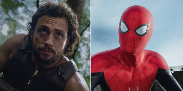 Aaron Taylor Johnson as Kraven and Tom Holland as Spider Man-1