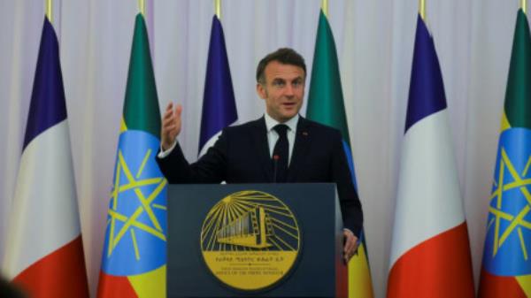 French President Emmanuel Macron addresses media during a joint news co<em></em>nference at the Natio<em></em>nal Palace with Ethiopian Prime Minister Abiy Ahmed, in Addis Ababa, Ethiopia, December 21, 2024. Photo: REUTERS/Tiksa Negeri