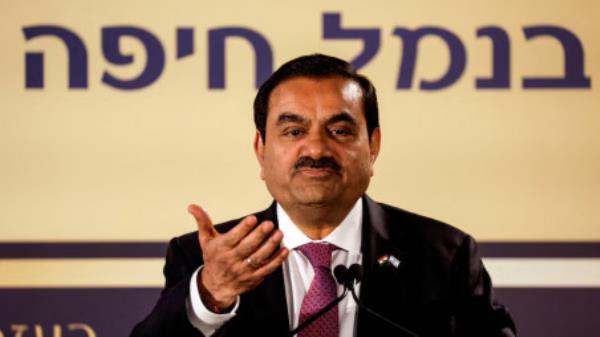 Indian billio<em></em>naire Gautam Adani speaks during an inauguration ceremony after the Adani Group completed the purchase of Haifa Port earlier on 31 January 2023, in Haifa port, Israel. File Photo: Reuters