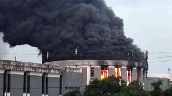 Liberia’s parliament building catches fire amid anti-government protests