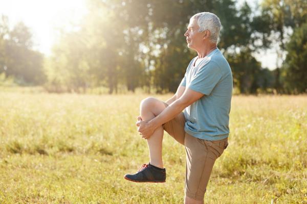 A man standing on one leg