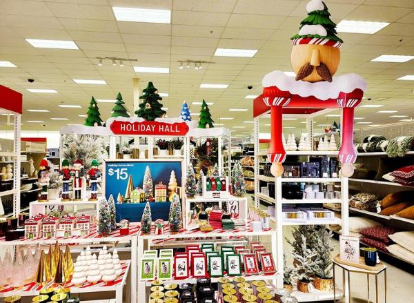 Interior of a Target store at Christmas
