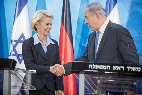 European Commission President Ursula von der Leyen (left, with Israeli Prime Minister Benjamin Netanyahu) has argued that Israel has a right to defend itself