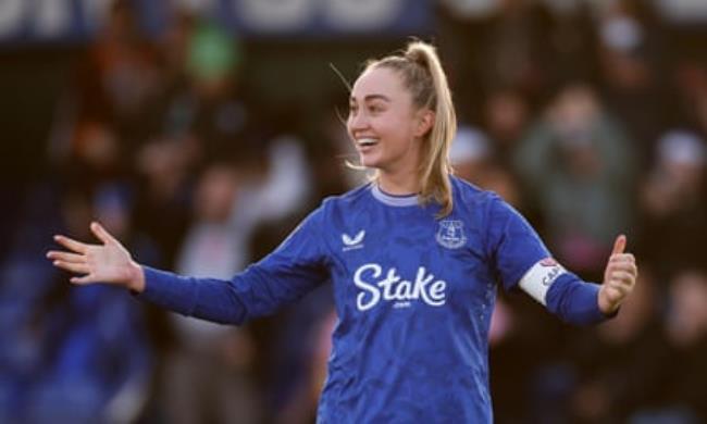 Megan Finnigan celebrates Everton’s 2-1 victory over Manchester City on Sunday