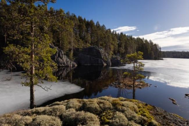 Ice patches on a lake