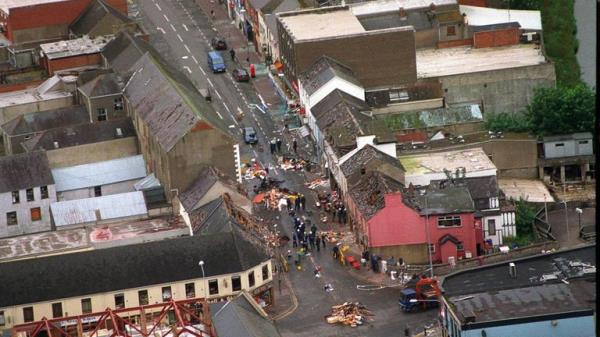 Ministry of Defence handout file photo dated 16/08/1998 showing the devastation caused in Omagh when a terrorist bomb was deto<em></em>nated at the junction of Market Street and Dublin Road, Omagh. A judge has recommended the UK Government undertake a human rights compliant investigation into the Omagh bombing, and urged the Irish Government to do likewise, after finding there was a 