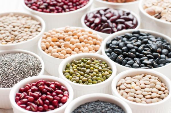 Beans and Lentils in bowls
