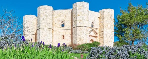 The mysterious Castel del Mo<em></em>nte sits atop a hill in the Puglia region.